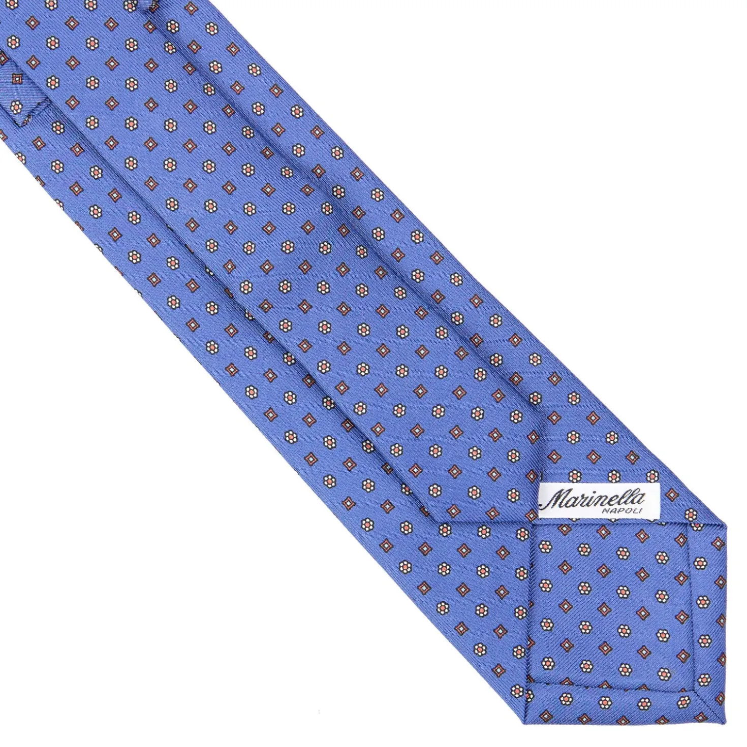 CRAVATTA SARTORIALE EXTRA LONG IN SETA AZZURRO POLVERE Microfantasia fiore