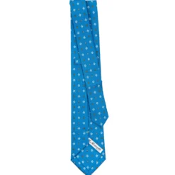 CRAVATTA SARTORIALE EXTRA LONG IN SETA BLU MEDIO Microfantasia fiore