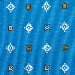 CRAVATTA SARTORIALE EXTRA LONG IN SETA BLU MEDIO Microfantasia fiore