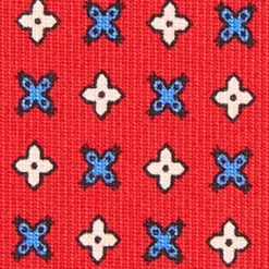 CRAVATTA SARTORIALE EXTRA LONG IN SETA ROSSA Microfantasia fiore