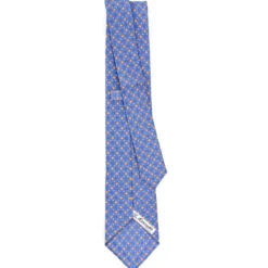 CRAVATTA SARTORIALE EXTRA LONG IN SETA AZZURRO POLVERE Microfantasia fiore