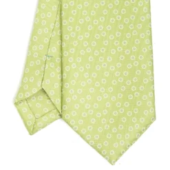 CRAVATTA SARTORIALE EXTRA LONG IN SETA VERDE CHIARO Microfantasia fiore