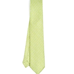 CRAVATTA SARTORIALE EXTRA LONG IN SETA VERDE CHIARO Microfantasia fiore