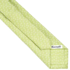 CRAVATTA SARTORIALE EXTRA LONG IN SETA VERDE CHIARO Microfantasia fiore