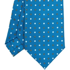 CRAVATTA SARTORIALE EXTRA LONG IN SETA BLU MEDIO Microfantasia fiore