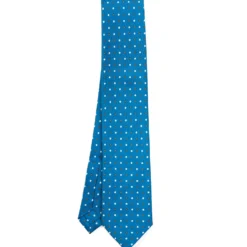 CRAVATTA SARTORIALE EXTRA LONG IN SETA BLU MEDIO Microfantasia fiore