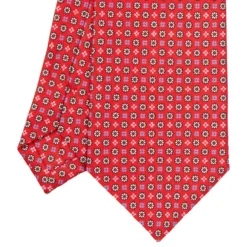 CRAVATTA SARTORIALE EXTRA LONG IN SETA ROSSA Microfantasia fiore