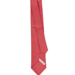 CRAVATTA SARTORIALE EXTRA LONG IN SETA ROSSA Microfantasia fiore