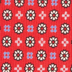 CRAVATTA SARTORIALE EXTRA LONG IN SETA ROSSA Microfantasia fiore