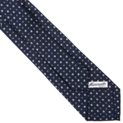 CRAVATTA SARTORIALE EXTRA LONG IN SETA BLU SCURO Microfantasia fiore