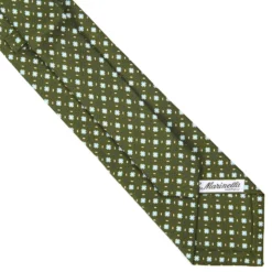 CRAVATTA SARTORIALE EXTRA LONG IN SETA VERDE OLIVA Microfantasia fiore