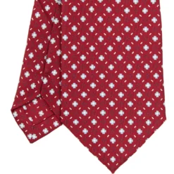 CRAVATTA SARTORIALE EXTRA LONG IN SETA BORDEAUX Microfantasia fiore