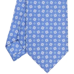 CRAVATTA SARTORIALE EXTRA LONG IN SETA AZZURRO POLVERE Microfantasia fiore