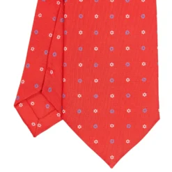CRAVATTA SARTORIALE EXTRA LONG IN SETA ROSSA Microfantasia fiore