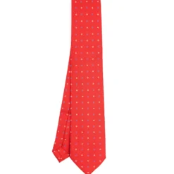 CRAVATTA SARTORIALE EXTRA LONG IN SETA ROSSA Microfantasia fiore