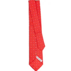 CRAVATTA SARTORIALE EXTRA LONG IN SETA ROSSA Microfantasia fiore