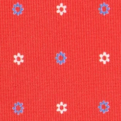 CRAVATTA SARTORIALE EXTRA LONG IN SETA ROSSA Microfantasia fiore