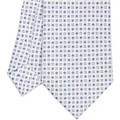 CRAVATTA SARTORIALE EXTRA LONG IN SETA BIANCA Microfantasia fiore