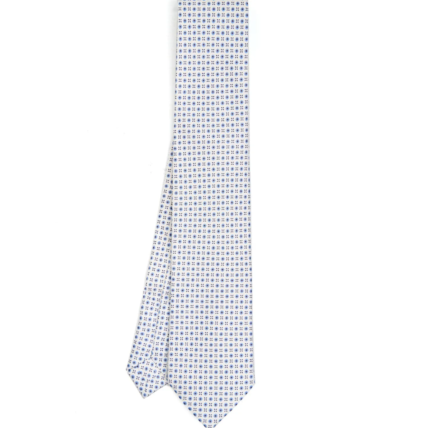 CRAVATTA SARTORIALE EXTRA LONG IN SETA BIANCA Microfantasia fiore