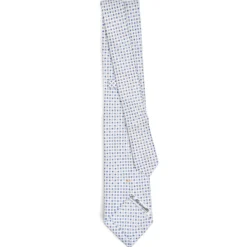 CRAVATTA SARTORIALE EXTRA LONG IN SETA BIANCA Microfantasia fiore