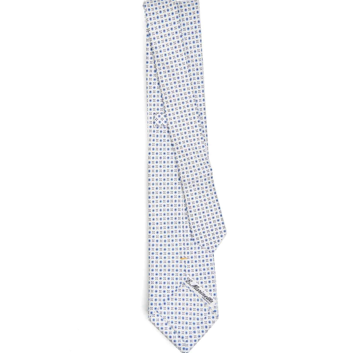 CRAVATTA SARTORIALE EXTRA LONG IN SETA BIANCA Microfantasia fiore