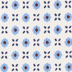 CRAVATTA SARTORIALE EXTRA LONG IN SETA BIANCA Microfantasia fiore