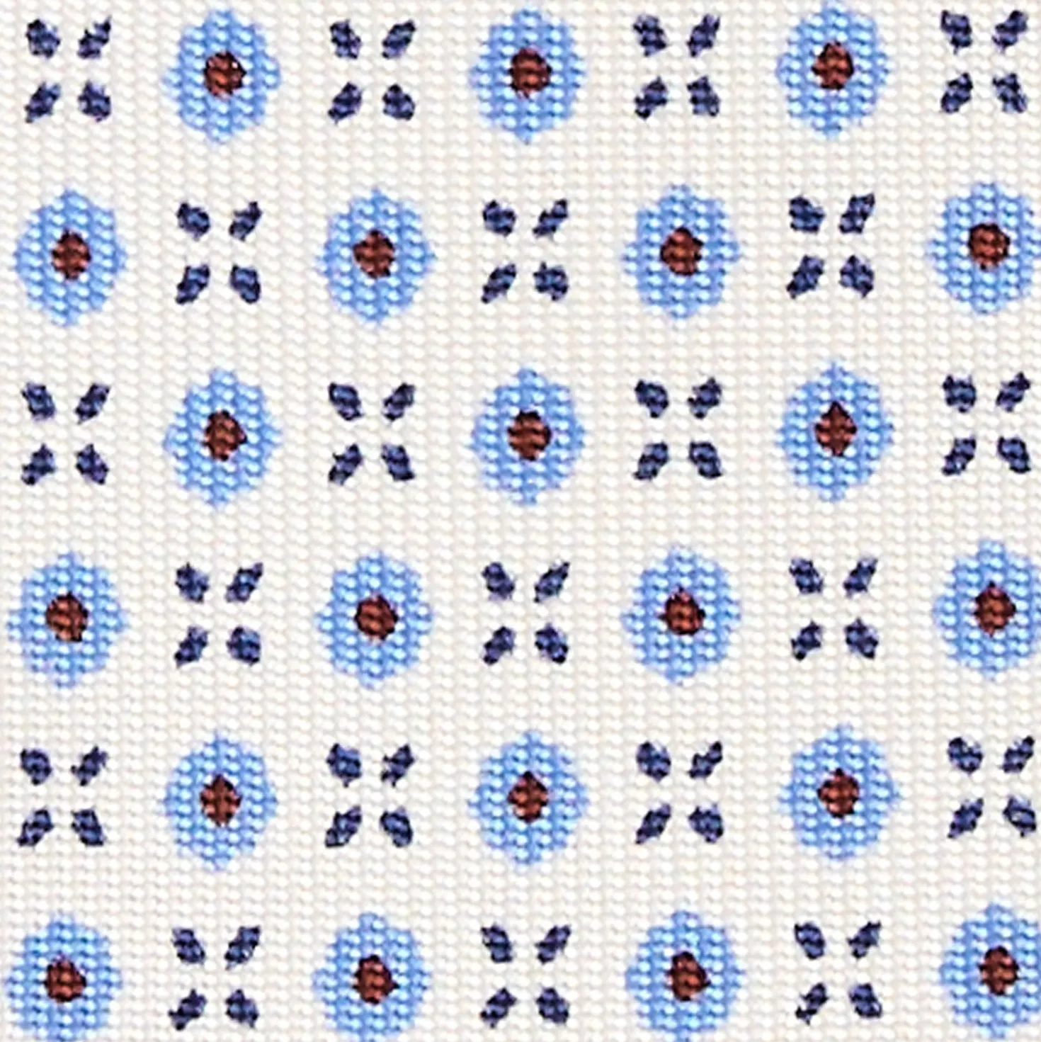 CRAVATTA SARTORIALE EXTRA LONG IN SETA BIANCA Microfantasia fiore
