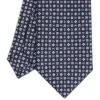 CRAVATTA SARTORIALE EXTRA LONG IN SETA BLU SCURO Microfantasia fiore
