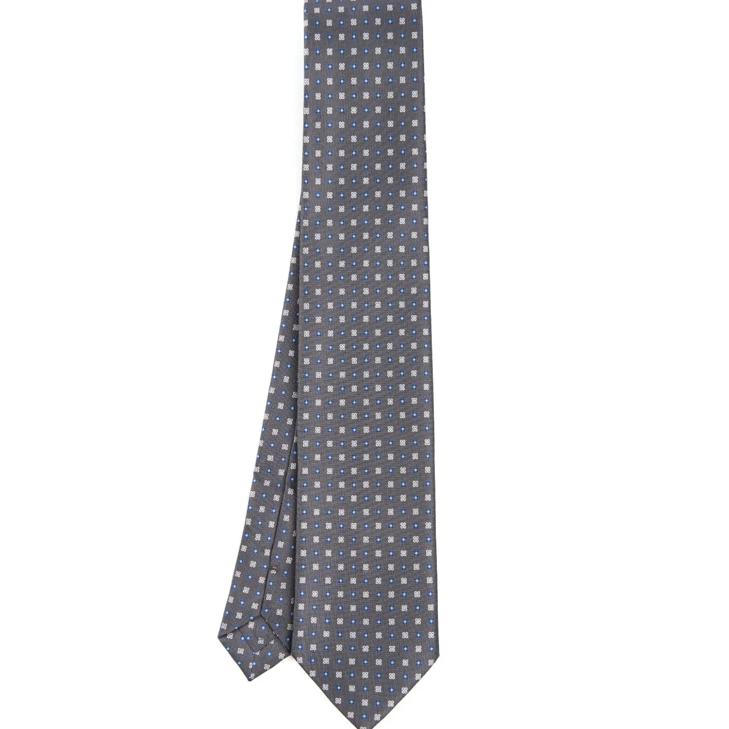 CRAVATTA SARTORIALE EXTRA LONG IN SETA GRIGIO SCURO Microfantasia fiore