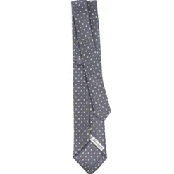 CRAVATTA SARTORIALE EXTRA LONG IN SETA GRIGIO SCURO Microfantasia fiore