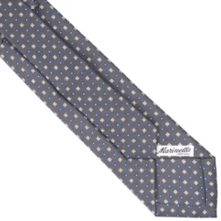 CRAVATTA SARTORIALE EXTRA LONG IN SETA GRIGIO SCURO Microfantasia fiore