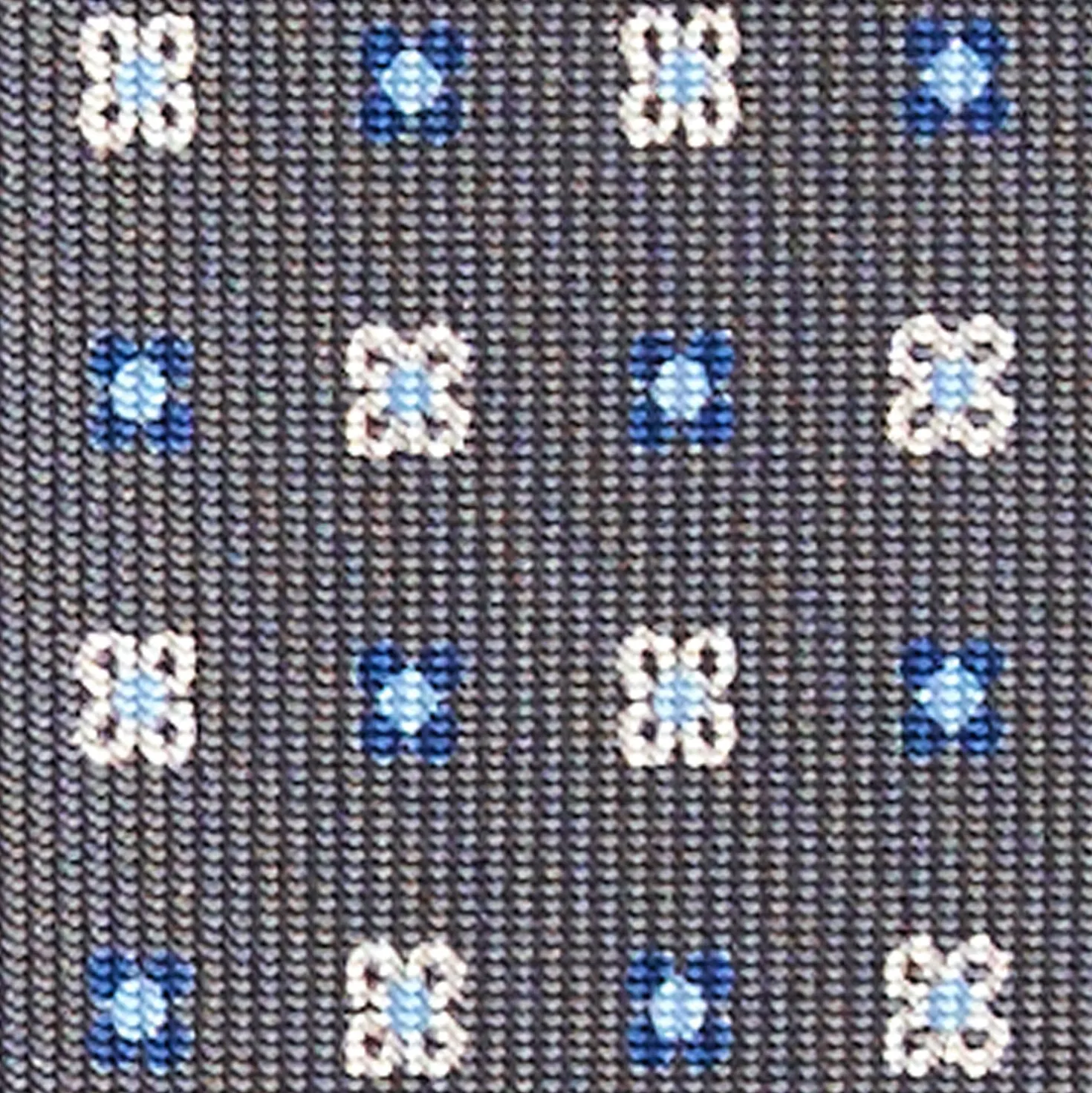 CRAVATTA SARTORIALE EXTRA LONG IN SETA GRIGIO SCURO Microfantasia fiore