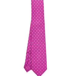 CRAVATTA SARTORIALE EXTRA LONG IN SETA FUCSIA Microfantasia fiore