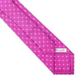 CRAVATTA SARTORIALE EXTRA LONG IN SETA FUCSIA Microfantasia fiore