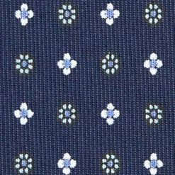 CRAVATTA SARTORIALE EXTRA LONG IN SETA BLU SCURO Microfantasia fiore