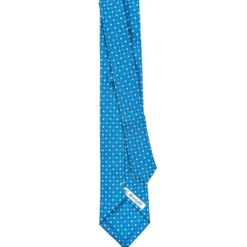 CRAVATTA SARTORIALE EXTRA LONG IN SETA BLU MEDIO Microfantasia fiore