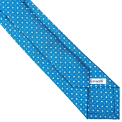 CRAVATTA SARTORIALE EXTRA LONG IN SETA BLU MEDIO Microfantasia fiore