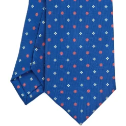 CRAVATTA SARTORIALE EXTRA LONG IN SETA BLUMicrofantasia fiore