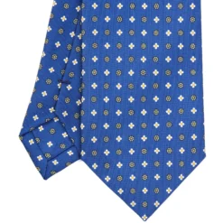 CRAVATTA SARTORIALE EXTRA LONG IN SETA BLUMicrofantasia fiore
