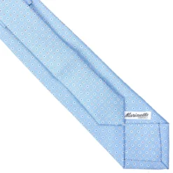CRAVATTA SARTORIALE EXTRA LONG IN SETA AZZURRA Microfantasia fiore