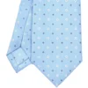 CRAVATTA SARTORIALE EXTRA LONG IN SETA AZZURRA Microfantasia fiore
