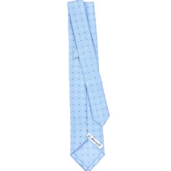 CRAVATTA SARTORIALE EXTRA LONG IN SETA AZZURRA Microfantasia fiore