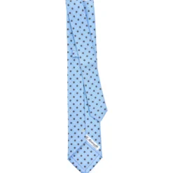 CRAVATTA SARTORIALE EXTRA LONG IN SETA AZZURRA Microfantasia fiore
