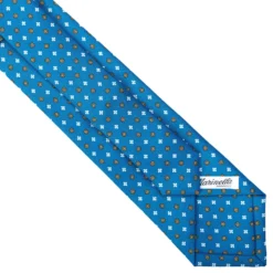 CRAVATTA SARTORIALE EXTRA LONG IN SETA BLU MEDIO Microfantasia fiore