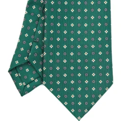 CRAVATTA SARTORIALE EXTRA LONG IN SETA VERDE SCURO Microfantasia fiore