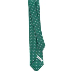 CRAVATTA SARTORIALE EXTRA LONG IN SETA VERDE SCURO Microfantasia fiore
