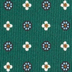 CRAVATTA SARTORIALE EXTRA LONG IN SETA VERDE SCURO Microfantasia fiore