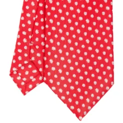 CRAVATTA SARTORIALE EXTRA LONG IN SETA ROSSA Microfantasia fiore