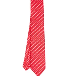 CRAVATTA SARTORIALE EXTRA LONG IN SETA ROSSA Microfantasia fiore