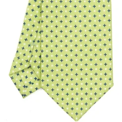 CRAVATTA SARTORIALE EXTRA LONG IN SETA VERDE CHIARO Microfantasia fiore